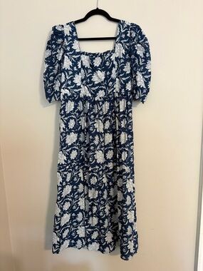 Monsoon and Beyond Navy and White Floral Midi Dress